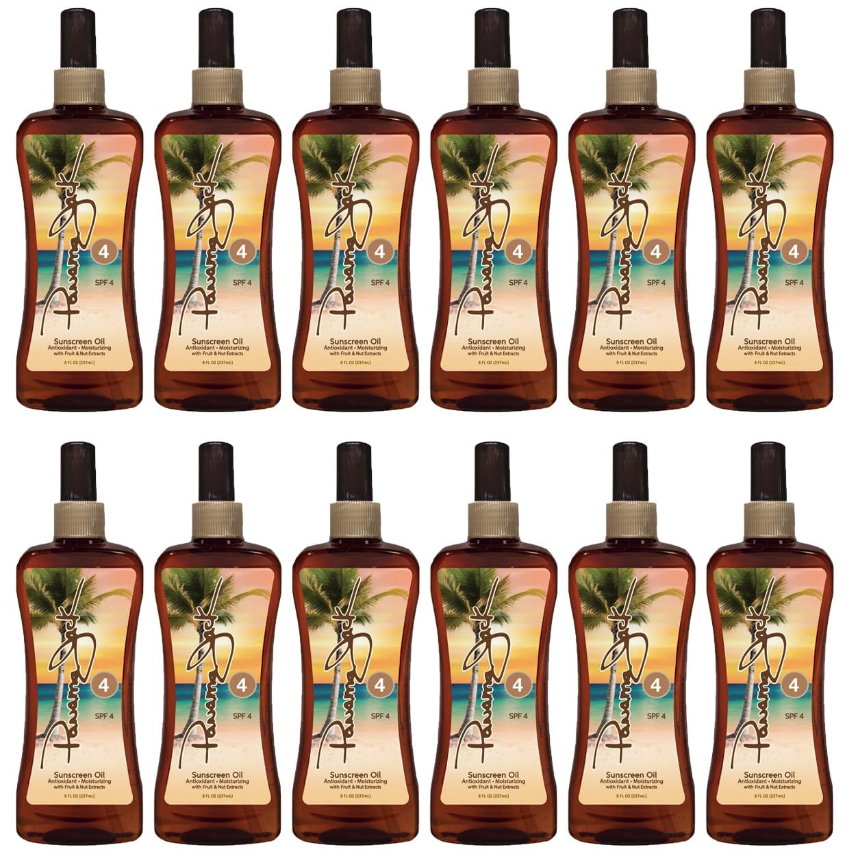 Panama Jack Sunscreen Tanning Oil - SPF 4, PABA, Paraben, Gluten & Cruelty Free, Antioxidant Formula with Exotic Oils and Fruit & Nut Extracts, 8 FL OZ (Pack of 12)