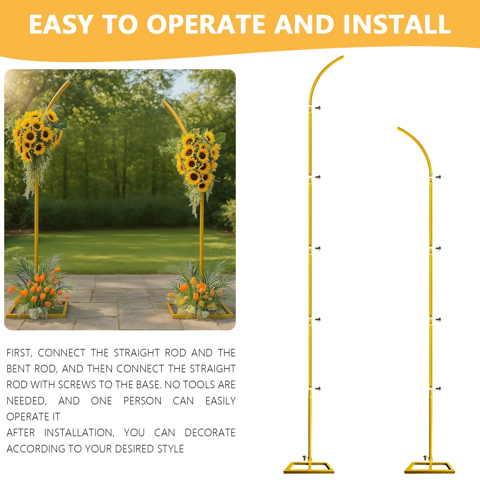 Metall Ballonbogen Ständer 2.4M&2M Hintergrund Ständer Set höheneinstellbar Hochzeitsbogen Gestell