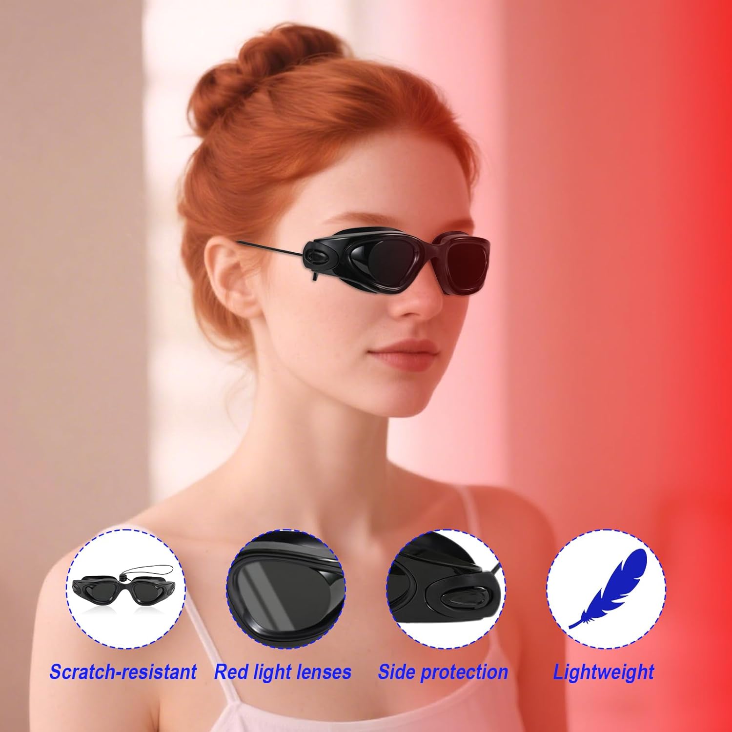Protective Goggles for Tanning, Sun Tanning Bed Goggles Protective Eyewear Eye Protection for LED Light Home Beauty Sunbathing Use Include Case and Glasses Cloth (Black) - Image 4