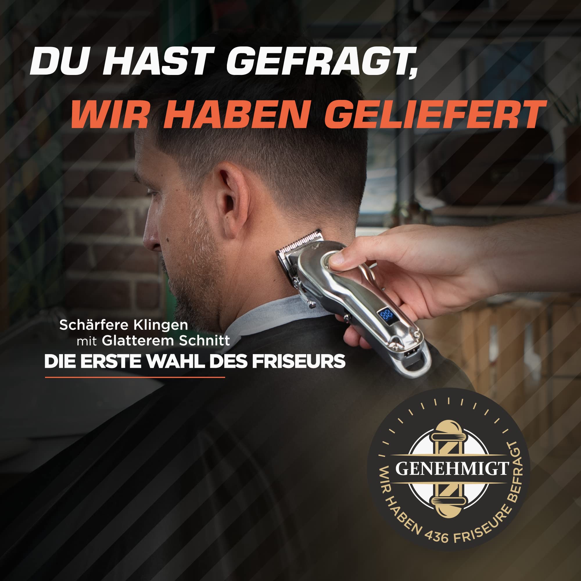 Fagaci Haarschneidemaschine Profi Herren, Edelstahl 440C Friseur Set | Kabellose Haarschneidemaschine, Edelstahl 440C, starker Motor, 5 Std. Akkulaufzeit, 8 Aufsätze, Öl, Bürste und USB-Kabel
