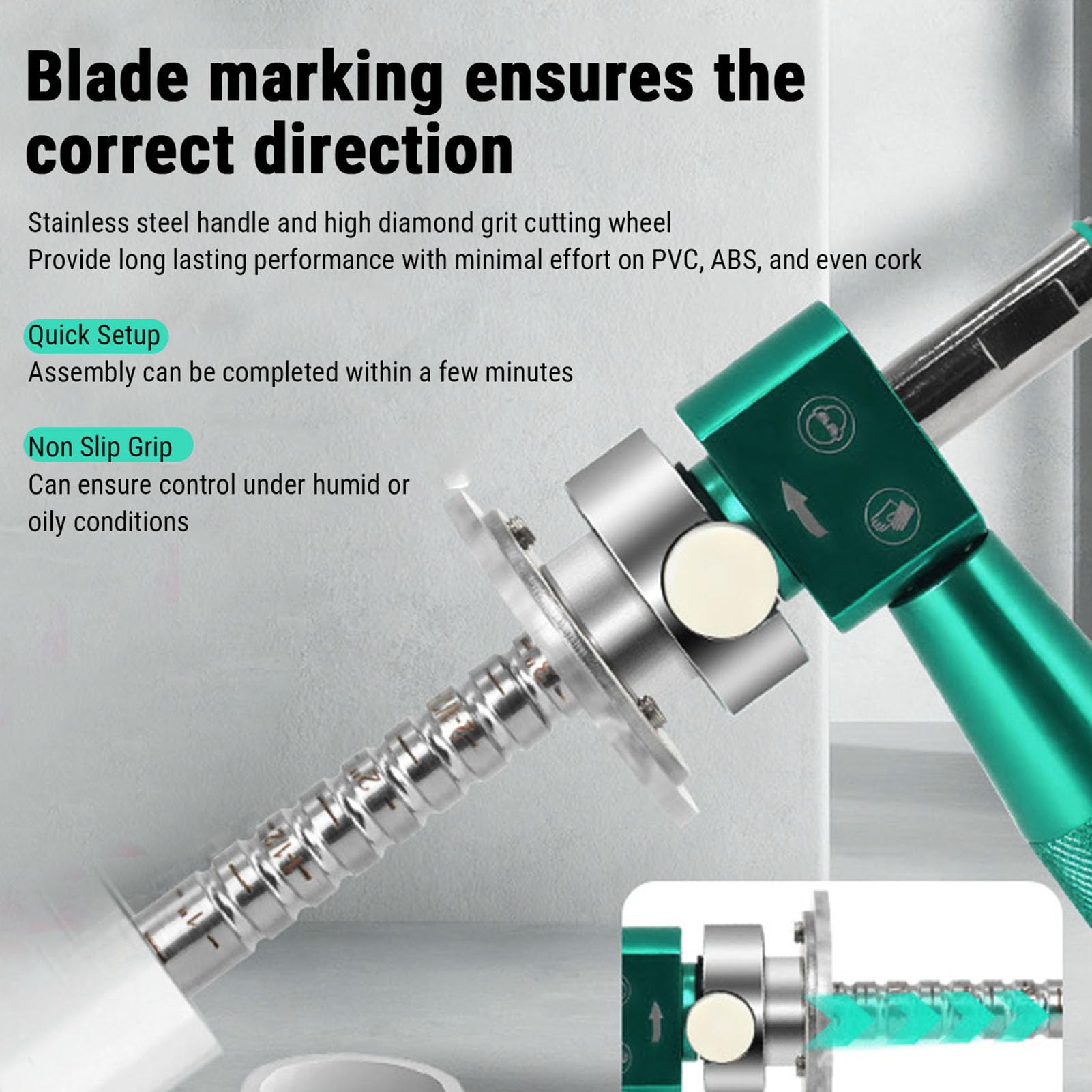 Jiawu Cortador de Tubos Internos, Cortador de Pared Interior de Tubos de Profundidad de Corte Ajustable de 6-105 Mm para Taladros de Plástico PVC ABS, Verde