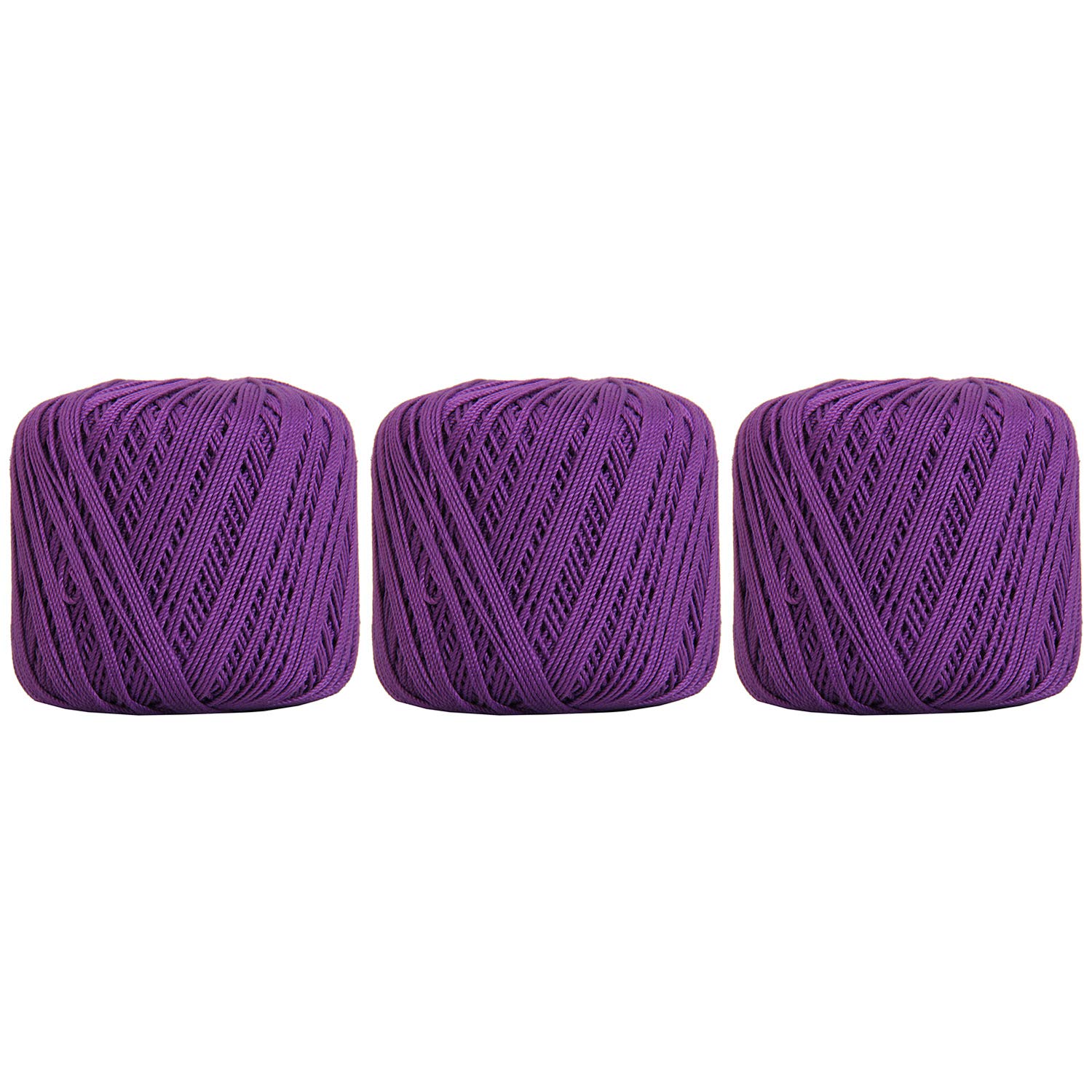 ThreadArt 100% Cotton Crochet Thread Size 3, 3 Ball Pack, Purple 30