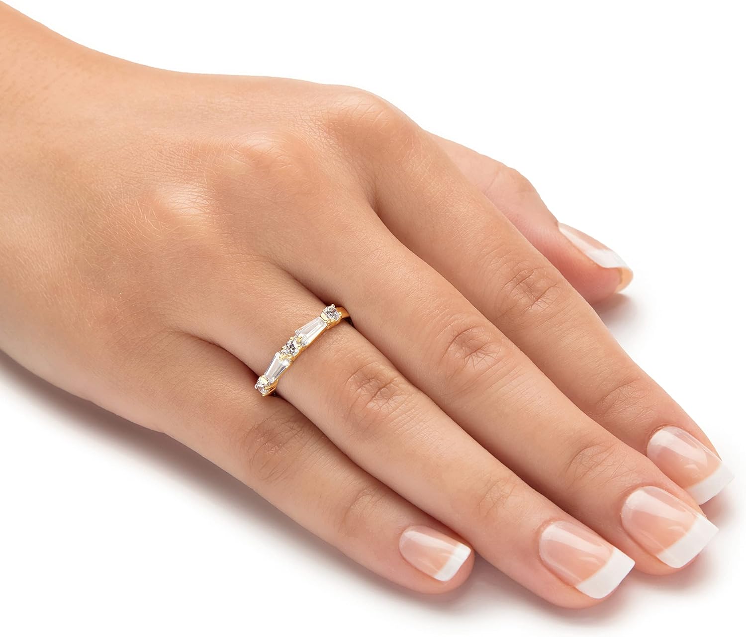 Palm Beach Jewelry PalmBeach Yellow Gold-plated Sterling Silver Round Cubic Zirconia Wedding Band Ring (2mm) Sizes 5-10 - Image 3