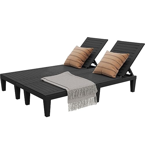 YITAHOME Pool Lounge Chairs Set, 2-in-1 Outdoor Chaise Lounge W/5-Position