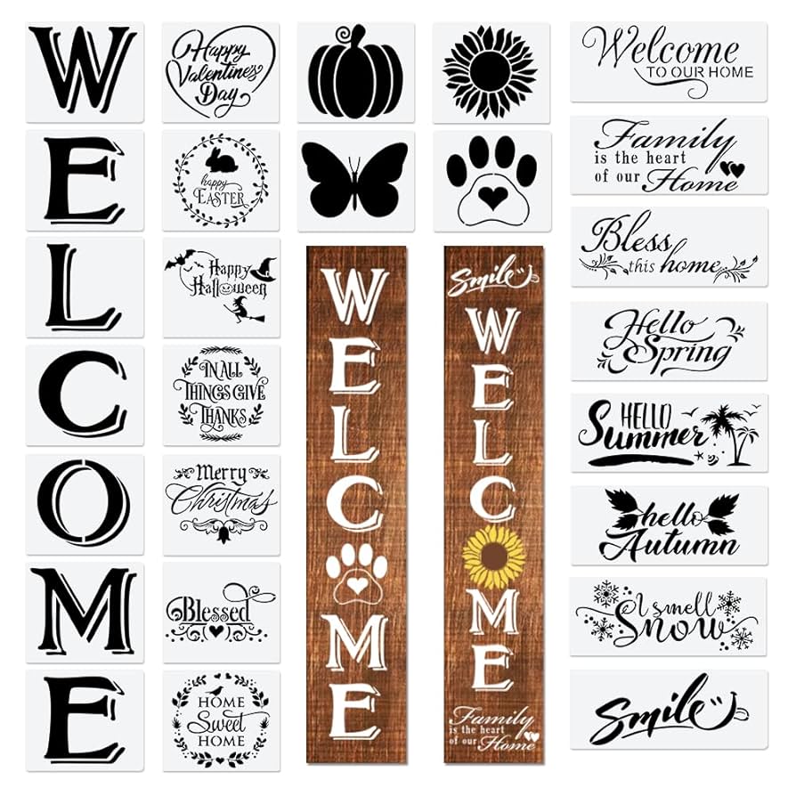 amazon-com-welcome-letter-stencils-for-painting-on-wood-canvas-and-more-reusable-large-alphabet-calligraphy-font-for-home-and-front-door-porch-or-outside-decoration-fabric-chalkboard-plastic-arts for Free Printable Letter Stencils For Wood Amazon.com : Welcome Letter Stencils for Painting on Wood Canvas and More - Reusable Large Alphabet Calligraphy Font for Home and Front Door, Porch or Outside Decoration Fabric Chalkboard Plastic : Arts, for Free Printable Letter Stencils For Wood