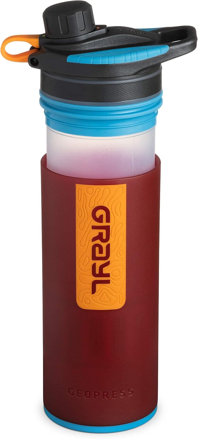 GRAYL Geopress 24 oz Water Purifier for Global Travel, Backpacking, Hiking, and Survival (Wanderer Red) : Sports & Outdoors