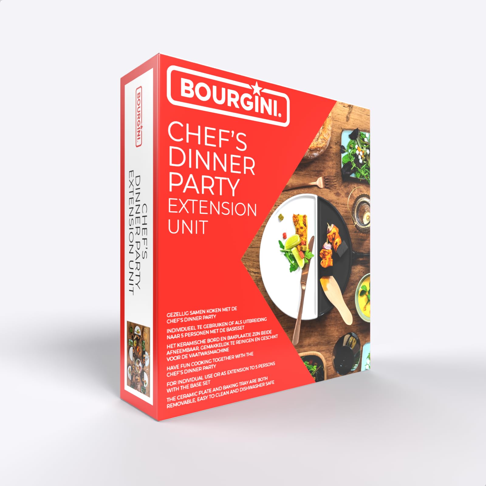 Bourgini Chef's Dinner Party Extension Unit - Barbecue de table - Kit d'extension - Plaque en porcelaine amovible