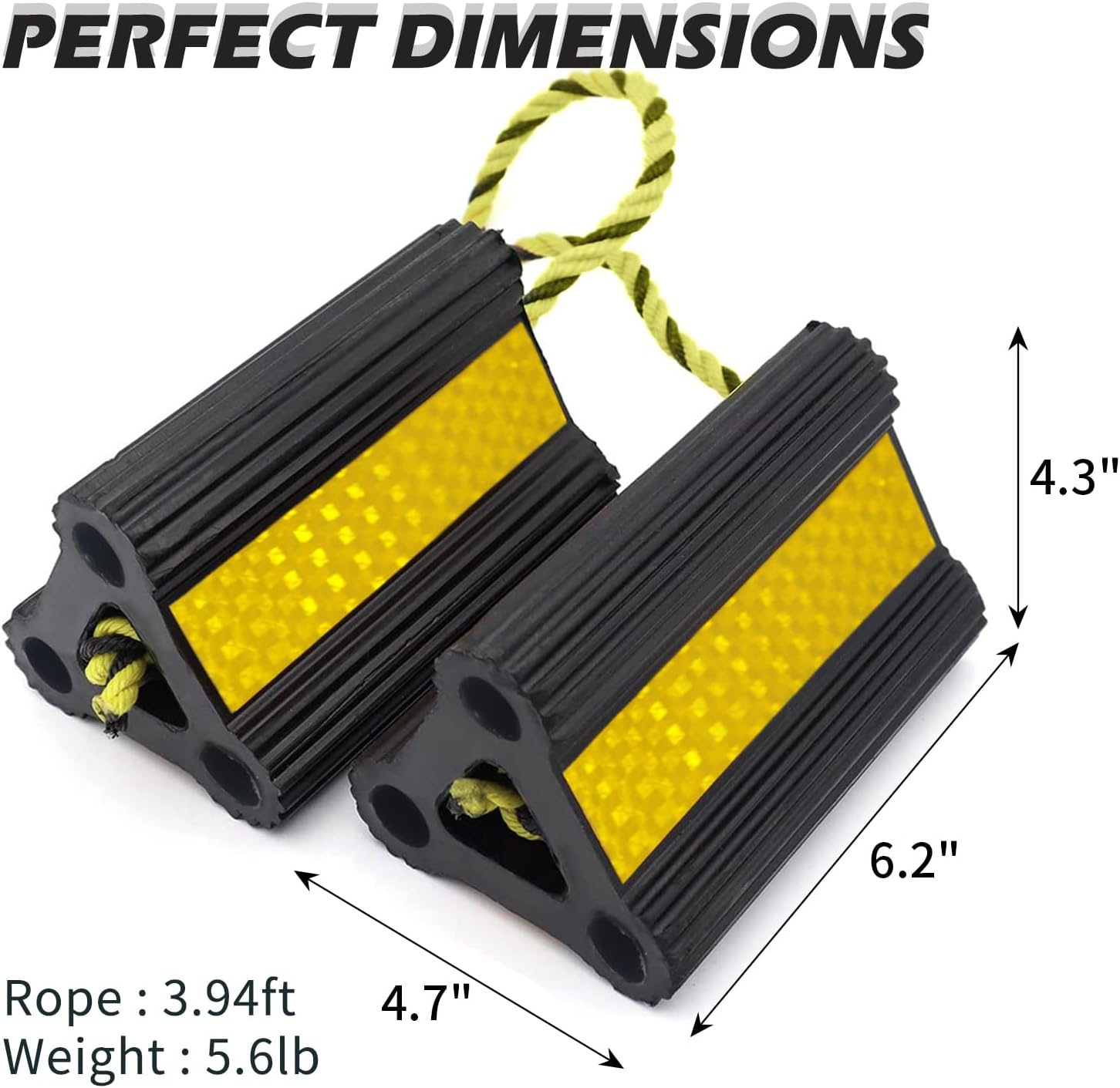 Vacallity Wheel Chocks for RV Trailer Car Truck, Upgrade Rubber Wheel Chocks with Rope Easy to Use,Camper Travel Chock Blocks Wheel Immobilizers & Chocks (6.2" 1pair)
