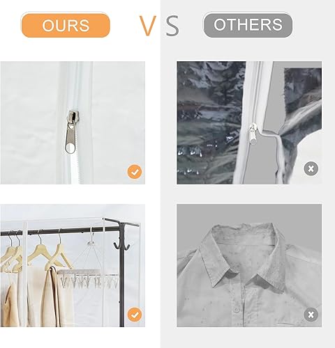 Miniatura 3 de Hoctieon Perchero Z con tapa, perchero industrial con base en Z, perchero de metal con ruedas con frenos, perchero resistente para colgar ropa,