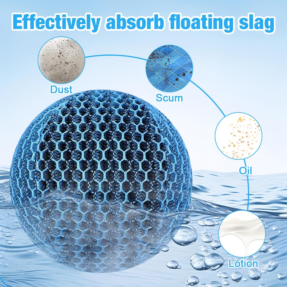 4 Stück Hot Tub Pool Scum Absorber-7 cm, Wiederverwendbarer Schaum zur Beseitigung von Schwammbällen, Poolschwamm Ölabsorber, Whirlpool Schaum Absorber für Schwimmbad und Spa, Whirlpool Zubehör