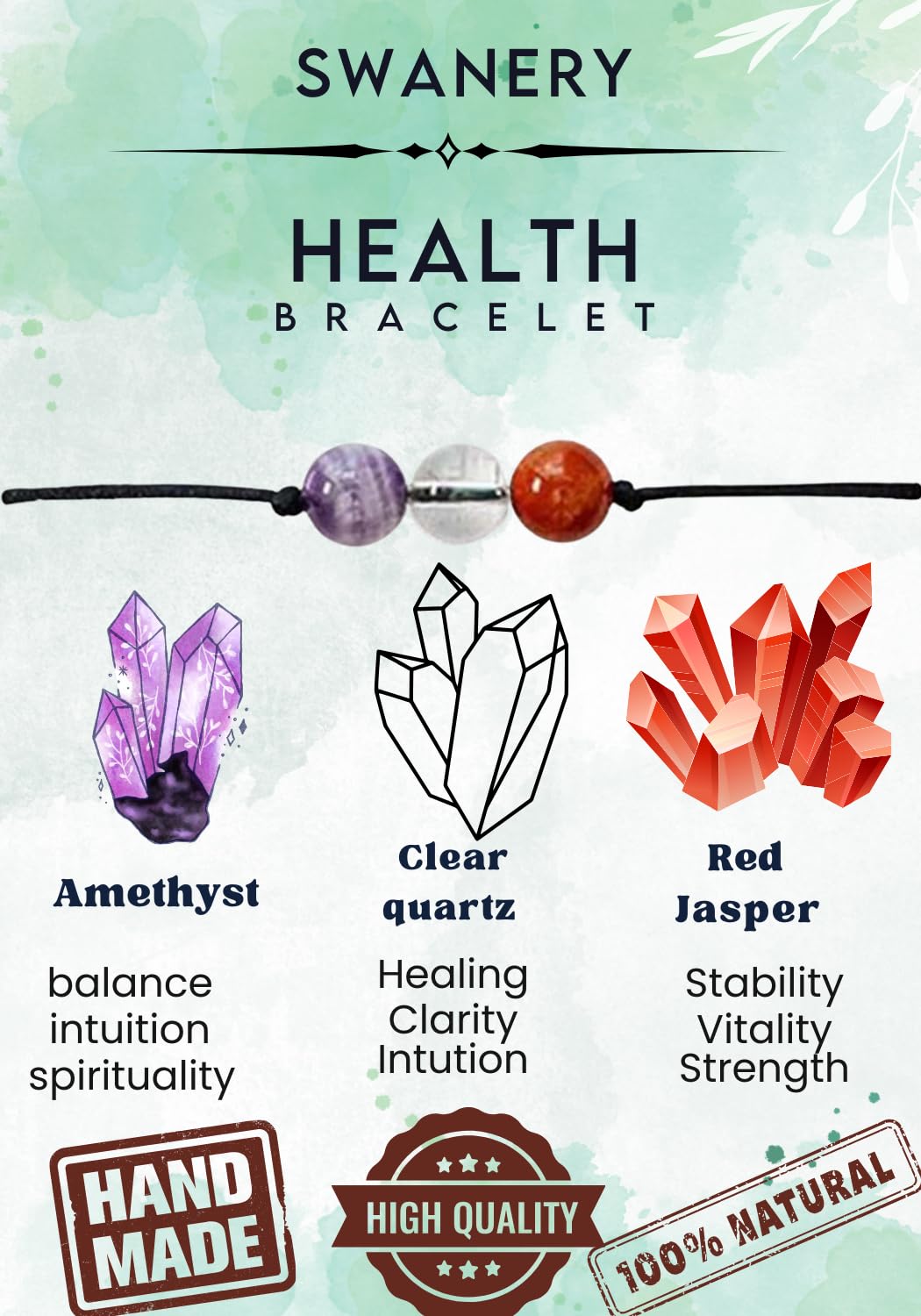 See full amazon price history chart for Swanery Stylish Gem Bracelets - mixed stones including amethyst, black tourmaline, rose quartz clear quartz, red jasper, smoked quartz (3 Stone bracelet -health) Swanery Stylish Gem Bracelets - mixed stones including amethyst, black tourmaline, rose quartz clear quartz, red jasper, smoked quartz (3 Stone bracelet -health) (B0DCVS4PPV) Amazon Price History, Amazon Price Tracker