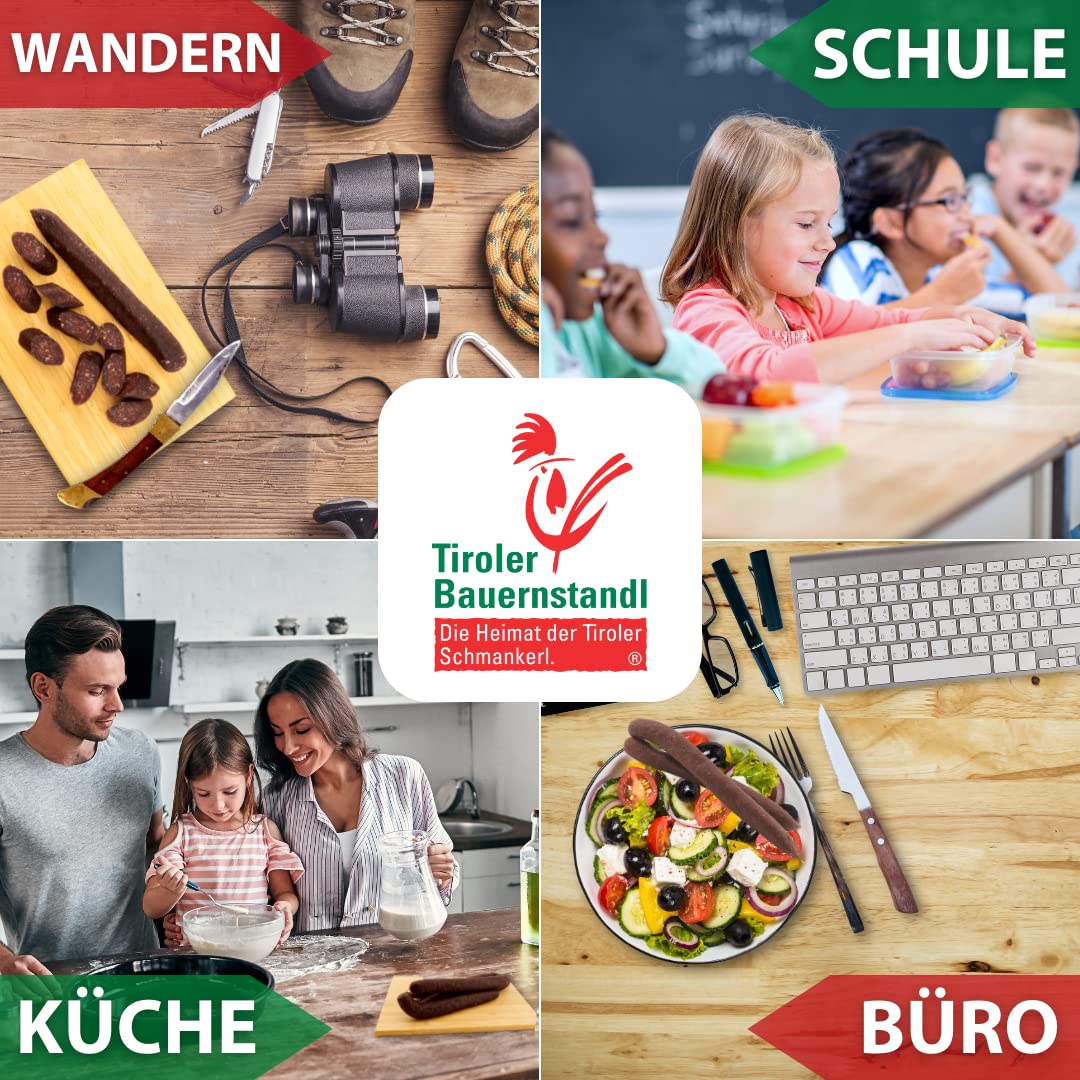 Tiroler Bauernstandl Kaminwurzen |100%| Rindfleisch [12 Stück] Rinder Mini Salami Rinder Wurst Salami luftgetrocknet Wurst Aufschnitt Mini Salami Fleisch & Wurstwaren geräuchertes Fleisch Beef Protein