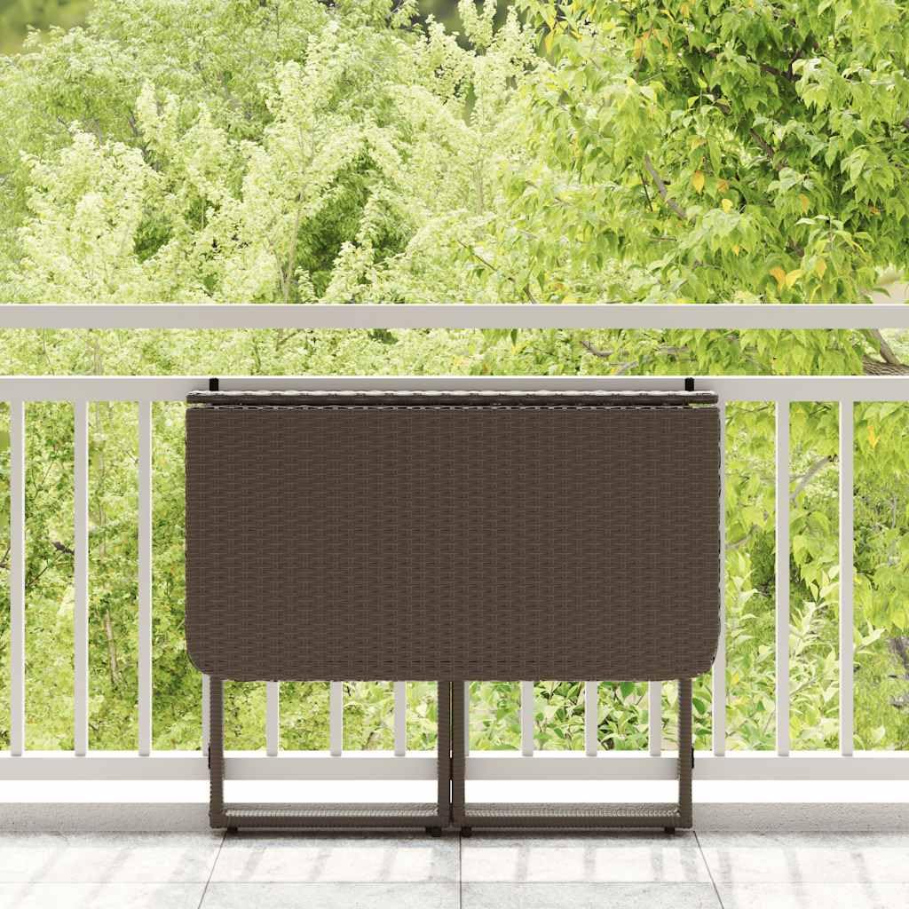 Stół ogrodowy, składany, brązowy, 90 x 51 x 75 cm, polirattan, stół balkonowy, odporny na warunki atmosferyczne, stabilny, nie zajmuje dużo miejsca, do ogrodu, na taras, kemping