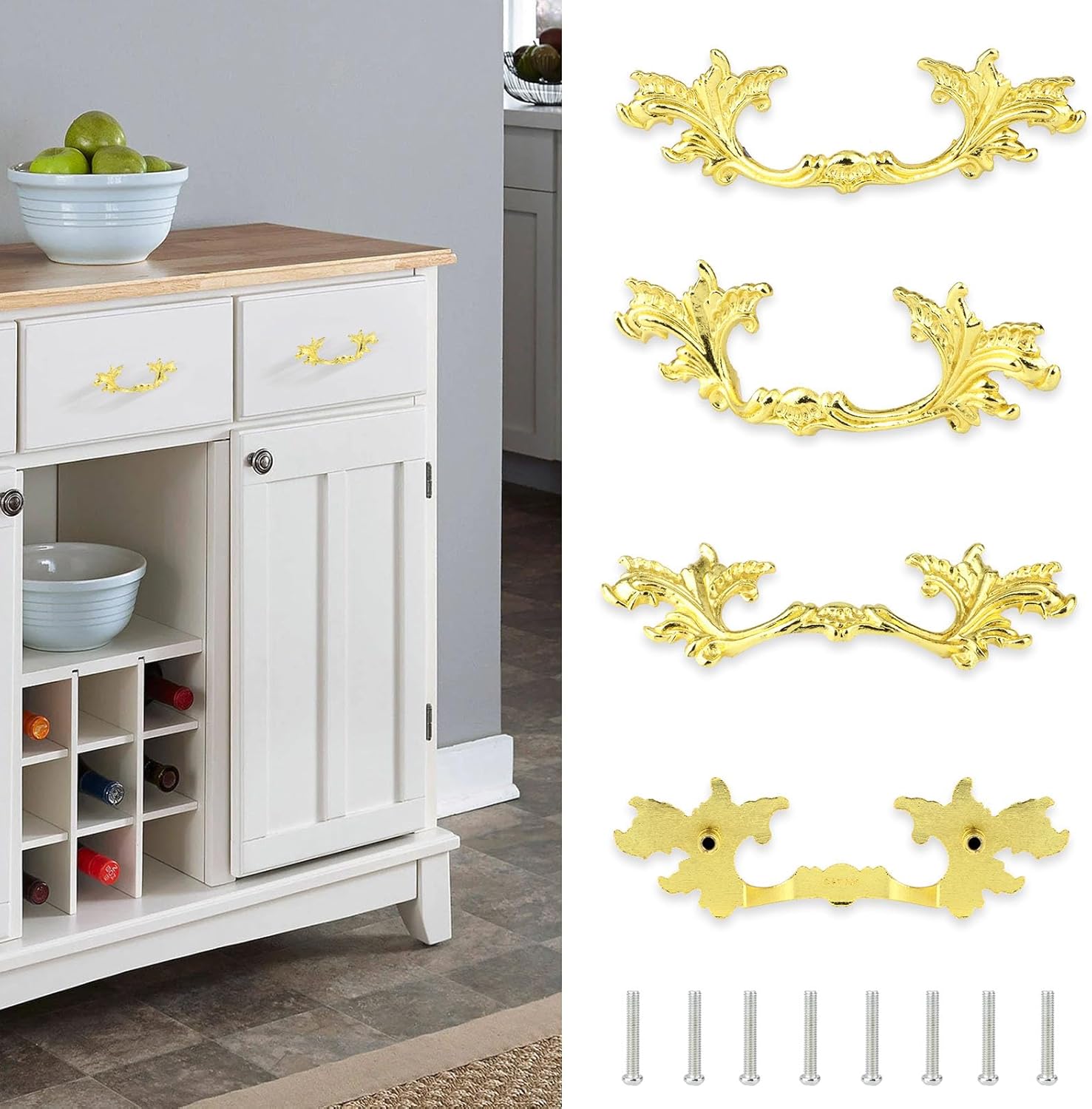 French Provincial Drawer Pulls European Style Vintage Cabinet Handles Total Length 5 Inch Shabby Chic Drawer Handles for Furniture Cupboard Dresser Closet Door 4Pcs(Bronze)