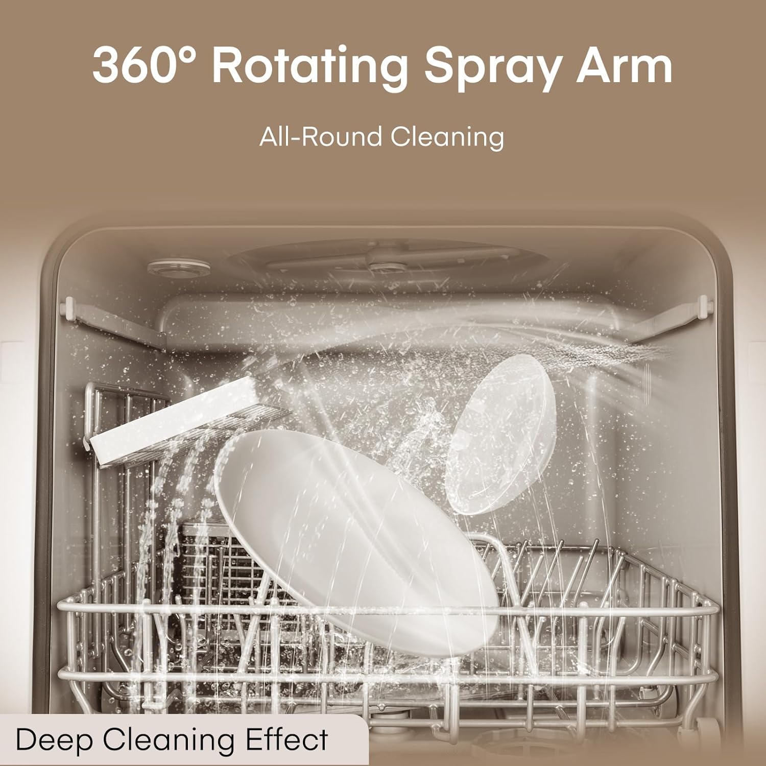 Portable Countertop Dishwasher with 6 Programs, Dual Spray (Powerful & Gentle), High-Temp & Air-Dry, Timer Function, 5L Built-in Water Tank – Compact Design for Home, Apartments, RVs, No Hookup Needed