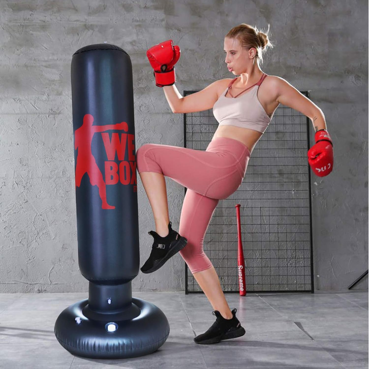 AK KYC 63inch Inflatable Punching Bag for Kids + Air Pump Set,Free Standing Boxing Bag Adults Vertical Boxing Column Heavy Bag Youth Speed Focus Bag Fitness Tumbler Bop Bag Home Training Equipment : Sports & Outdoors
