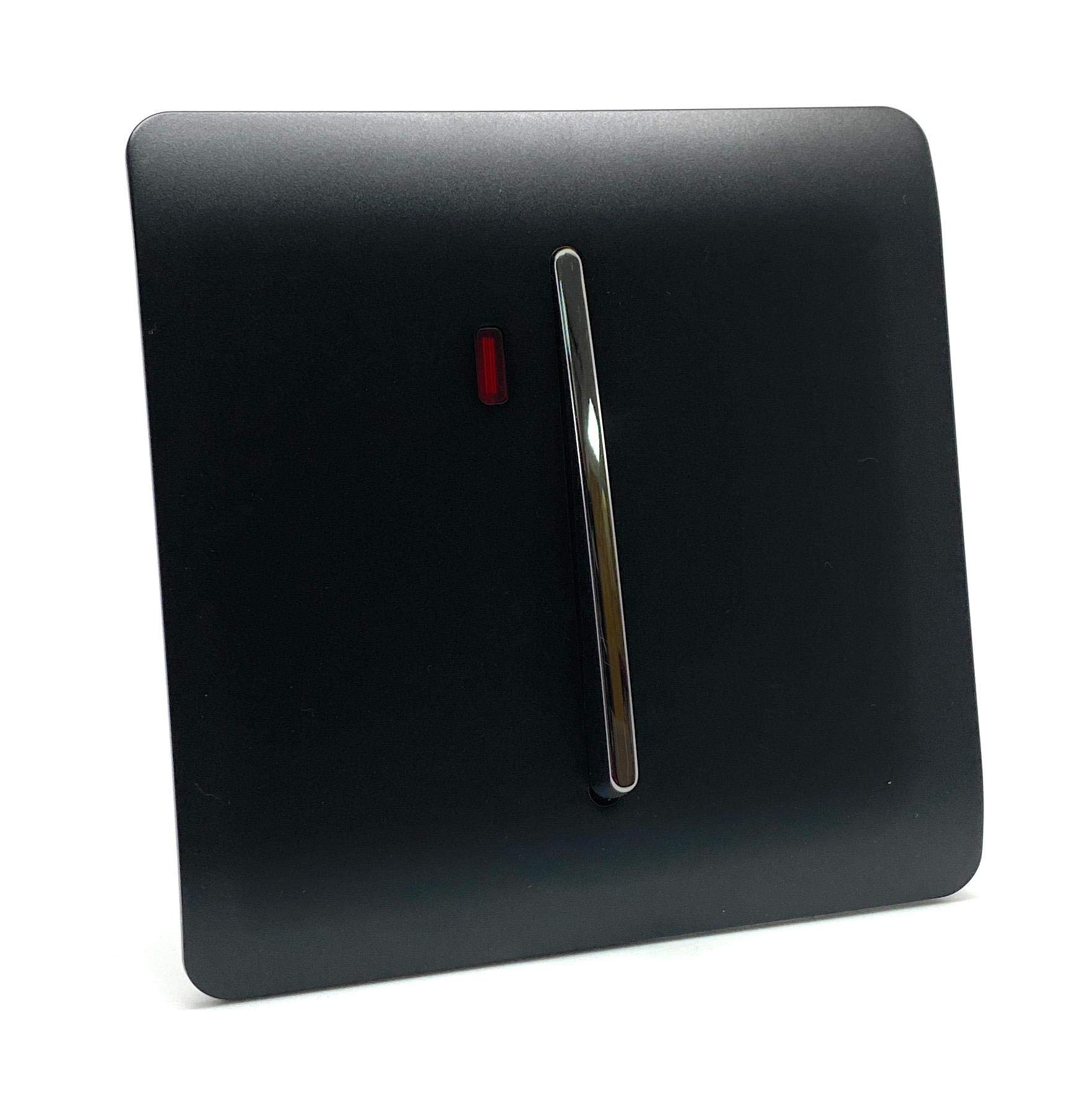 Trendi 20 A Light Switch & Neon Insert in Matt Black