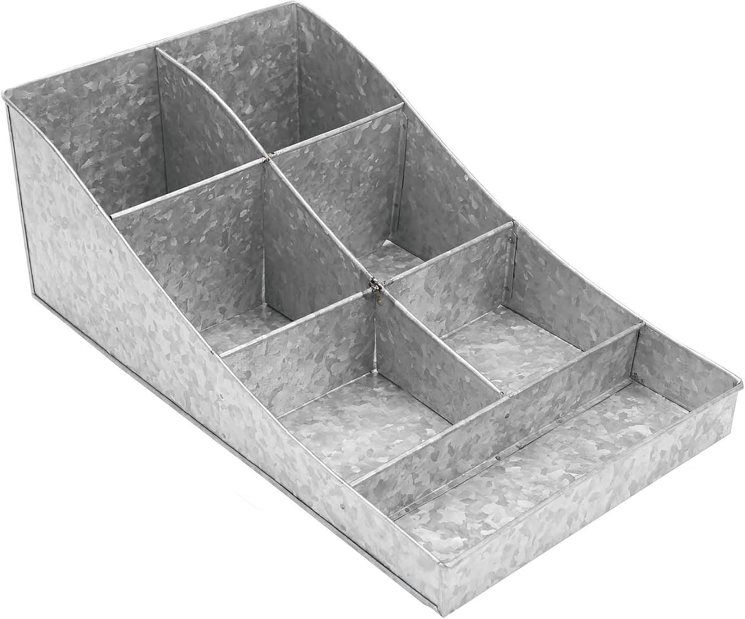 Mind Reader Cup and Condiment Station, Countertop Organizer, Coffee Bar, Galvanized Metal, 8.5"L x 14.5"W x 5.25"H, Silver