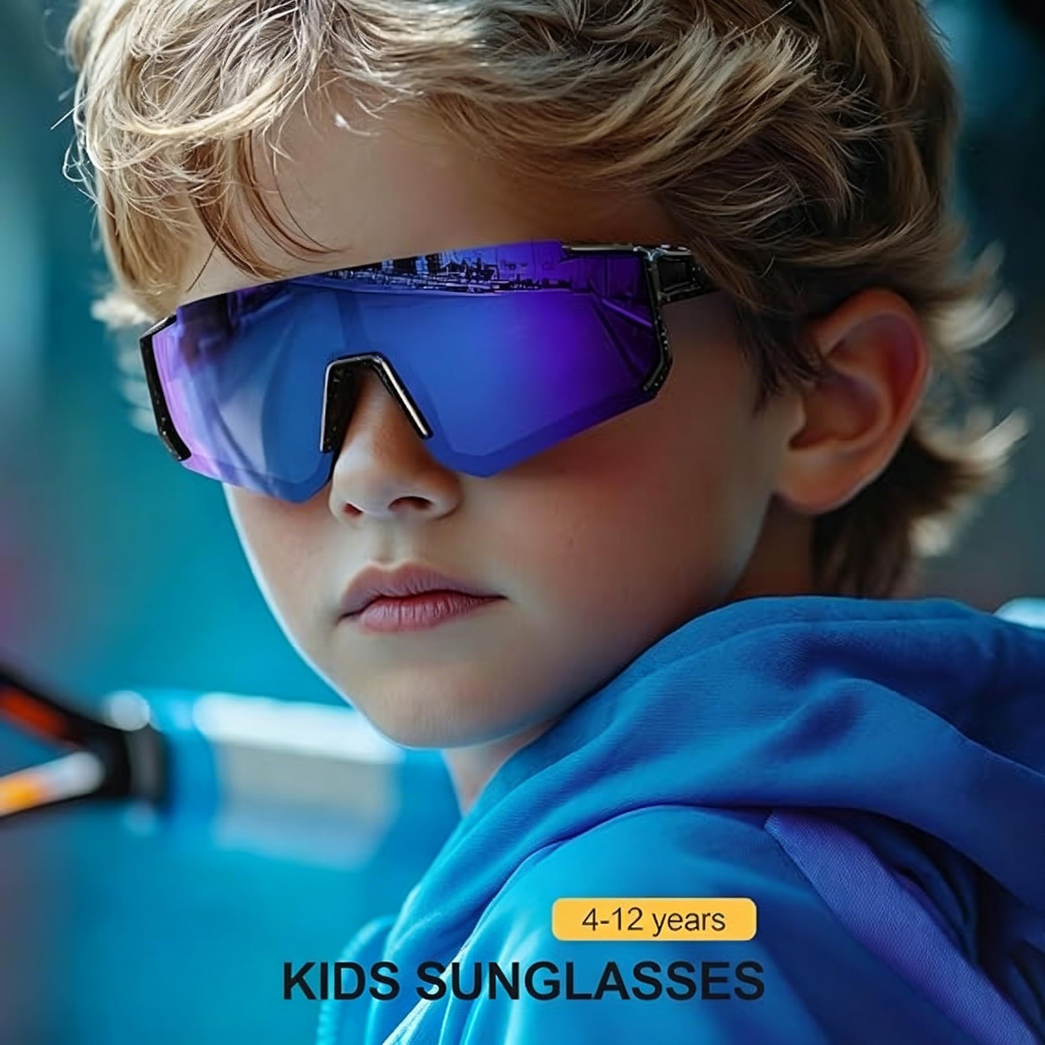 Lunettes de Cyclisme pour Enfants 3 Paires de Lunettes de Vélo Unisexes avec Protection UV400, Lunette de Soleil Sport de Plein Air pour des Activités telles que Course à Pied, Cyclisme, Pêche