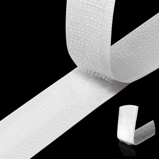 Hook and Loop Strip Tape, 8M Double Sided Sticky Tape, Self Adhesive Sticky Back Fastening Tape (WHITE)