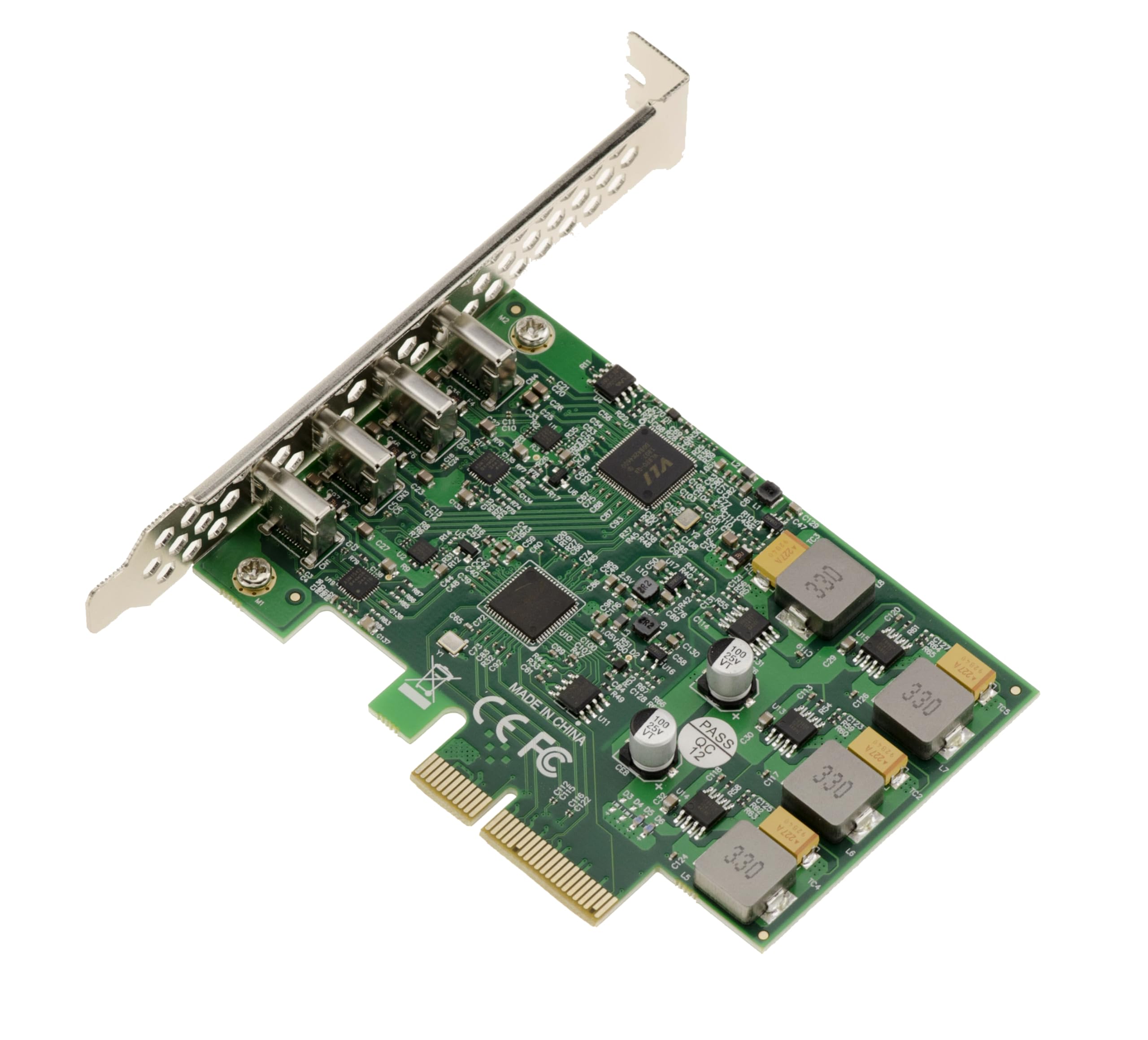KALEA-INFORMATIQUE 4-portowa karta kontrolera PCIe USB 3.1 10G typu C z własnym zasilaniem. Za pośrednictwem chipsetu VL820 i ASM3142 USB 3.2 gen 2x1.