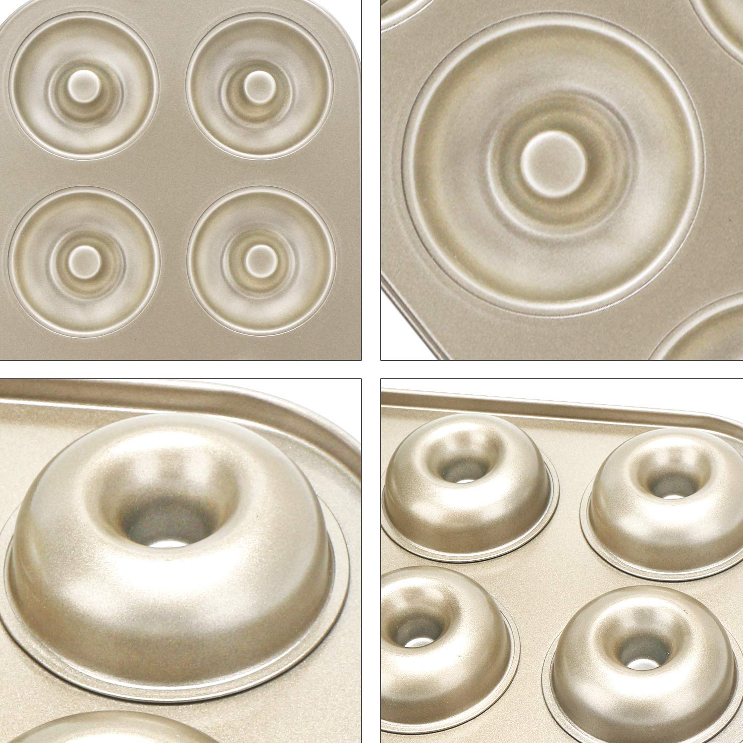 Beasea - Juego de 2 moldes antiadherentes para hornear de 6 cavidades, para hacer donas, para hacer donas, para donas, de acero al carbono para donas, panecillos, horno y lavavajillas