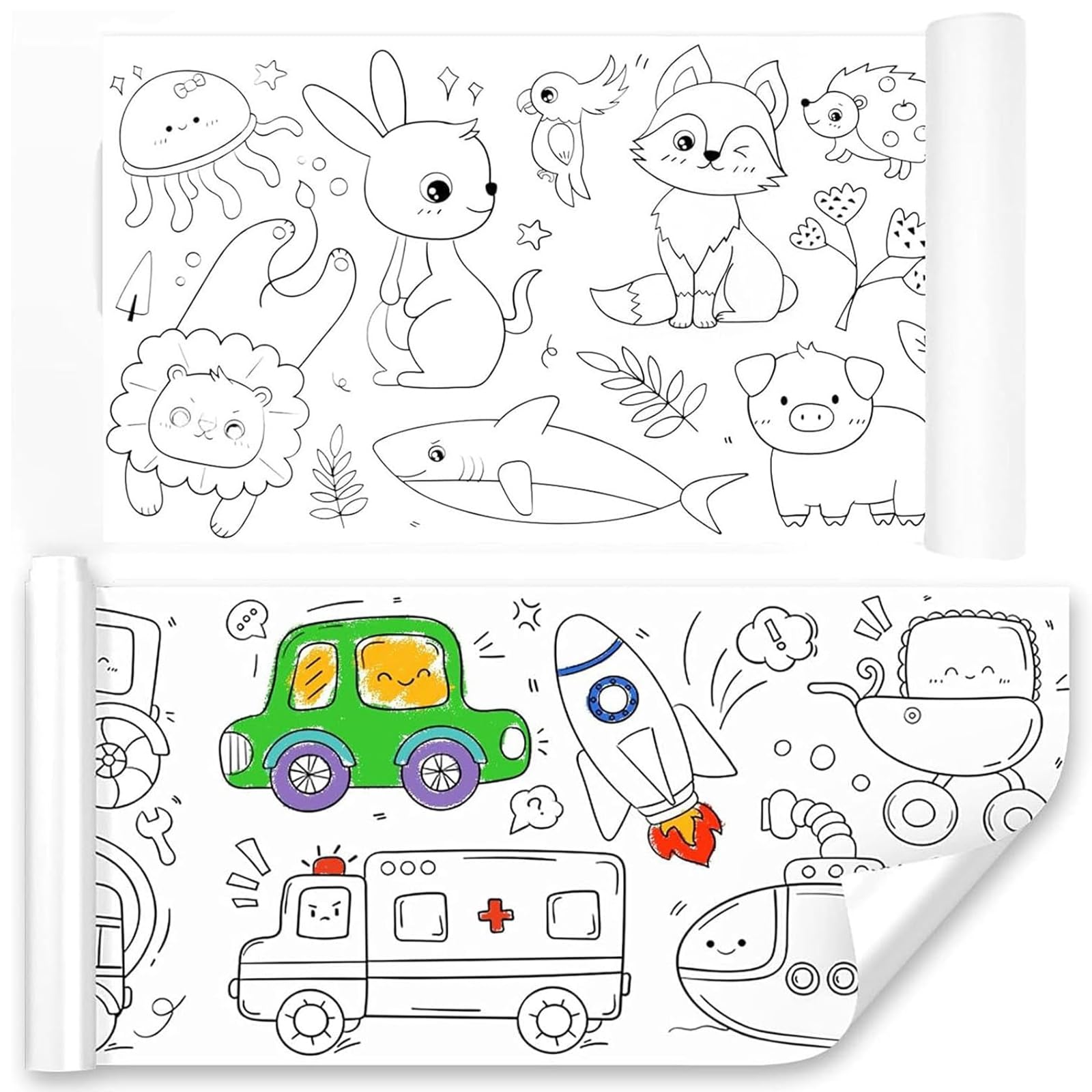 Graffy Roll Knutselpapier Voor Kinderen - 89x29,5 Cm Zelfklevende Tekenrol - Met Dinosaurus En Transportpatronen - Ideaal Als Verjaardagscadeau
