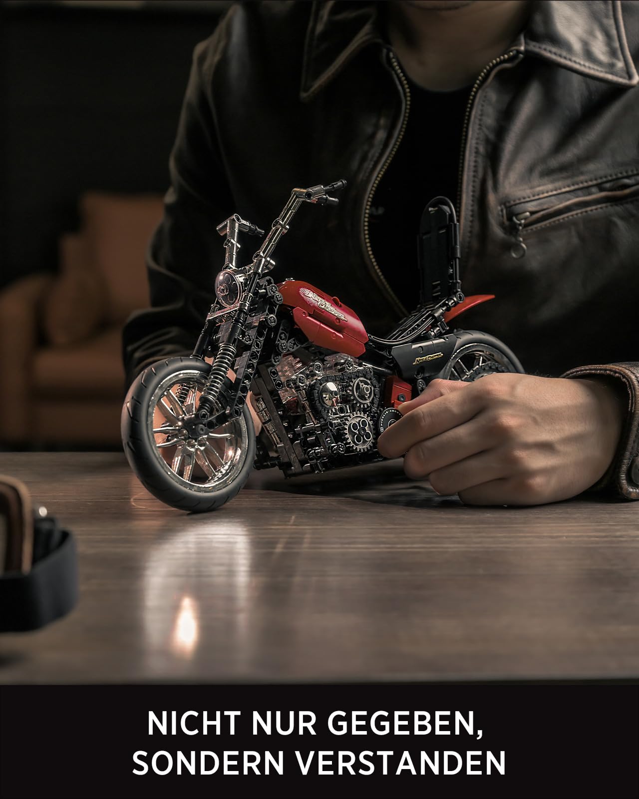Nifeliz Chopper Motorrad Modell-Bausatz für Erwachsene Männer, Klemmbausteine Motorrad zum Bauen & Ausstellen, Retro Dekoration, Fahrzeug-Modell Geschenke (NF10308, 572 Teile)