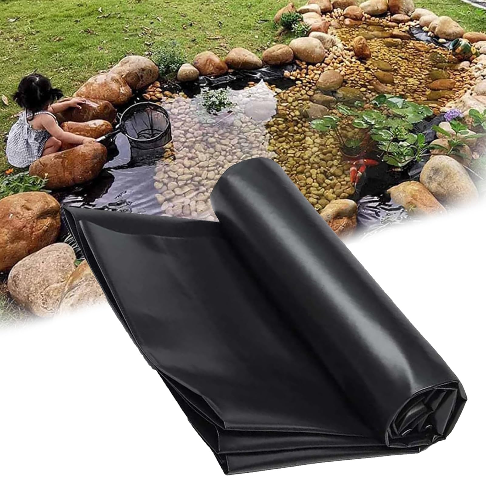 Telo Impermeabile e Resistente per laghetto - Nero, Spessore 0,12 mm in HDPE - Flessibile e Pieghevole, Ideale per fontane da Giardino, Piscine e Laghi Artificiali (4 x 6 Metri) - Resistente