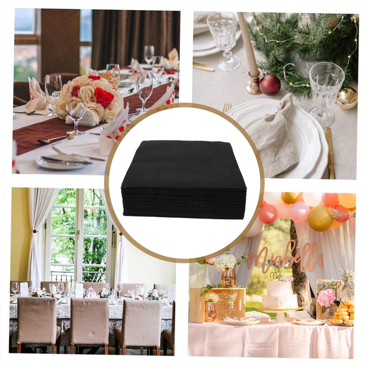 FOMIYES Servilletas de Papel Negro Desechables para Cena y Fiesta, Diseño Grueso y Absorbente, Paquete de 100 Unidades para Entretenimiento Diario