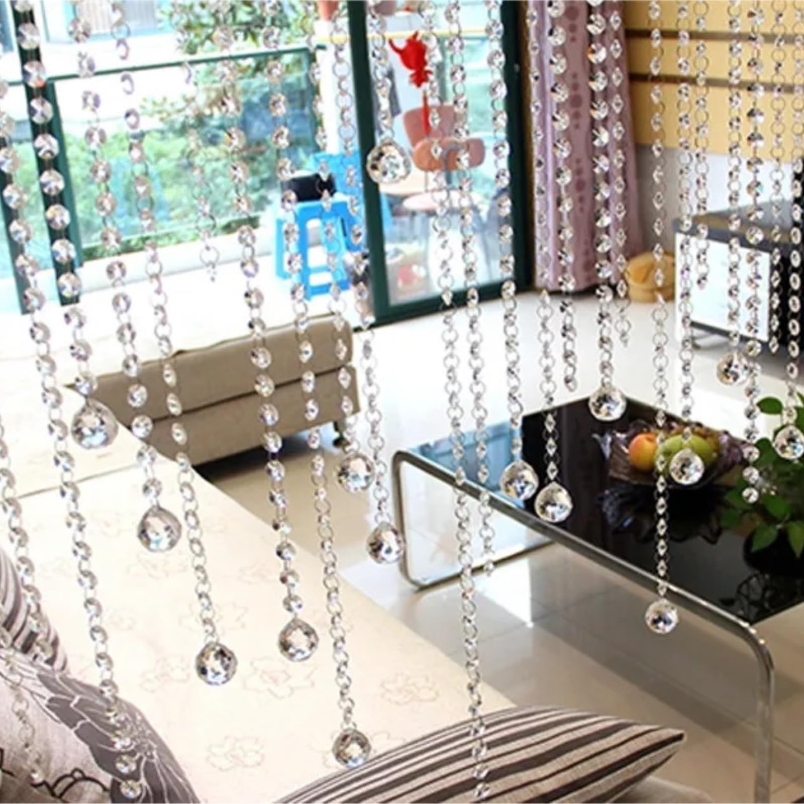 Rideau de Perles Verre Cristal Luxe Salon Chambres fenêtre Porte Mariage Stores sur pour Les Portes