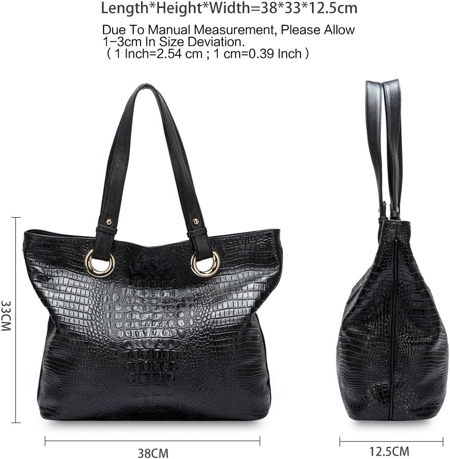zency Alligator Women Shoulder Bag 100% Genuine Leather Crocodile Large Capactiy Female Messenger Charm Handbag (Dark Blue)