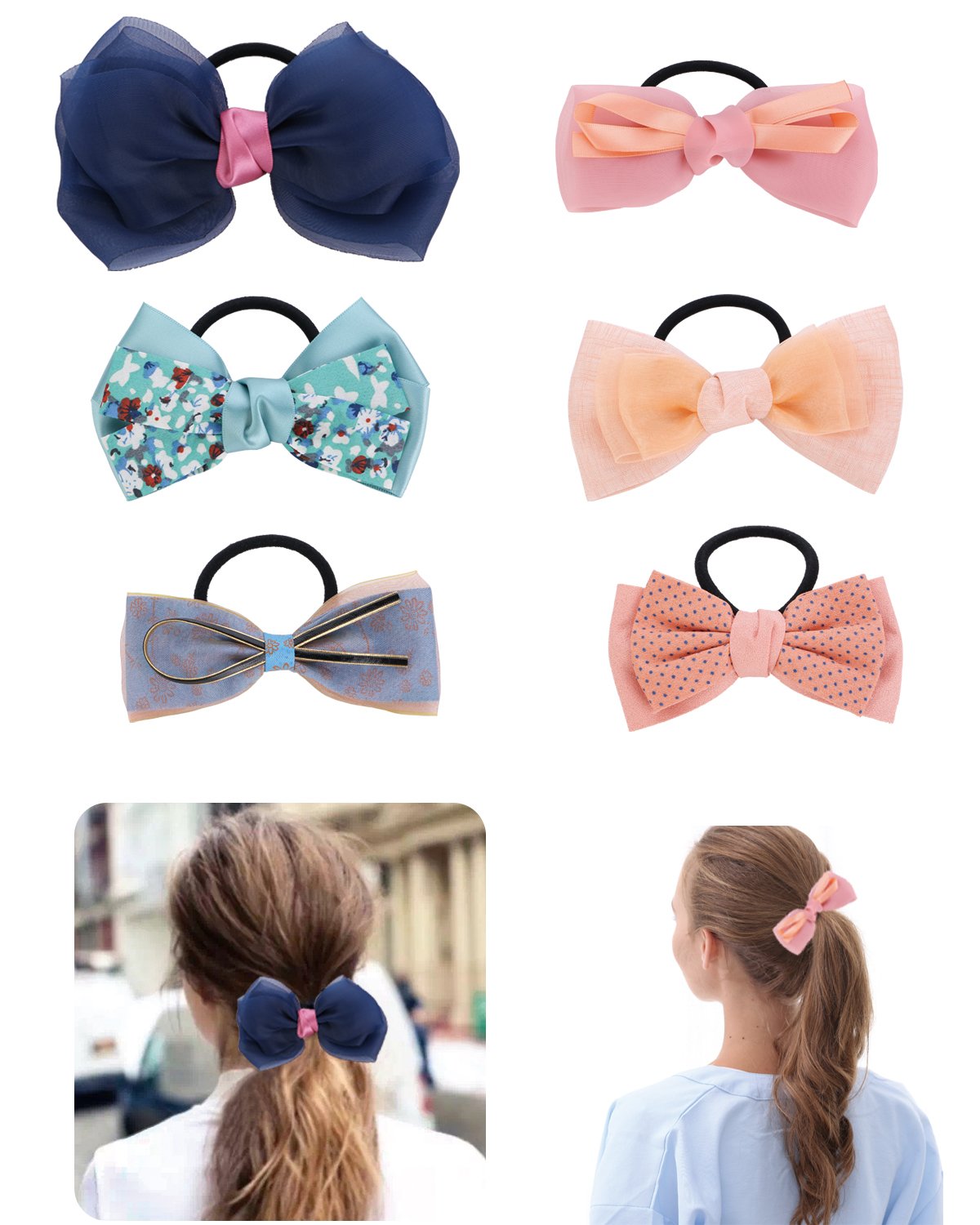 Buy Fancy Clouds Flower bows Hair Bands Scrunchies Elastic Hair Tie Rope  Ponytail Holder For Women Girl Hair Accessories (bow hair tie) Online at  desertcart Guam
