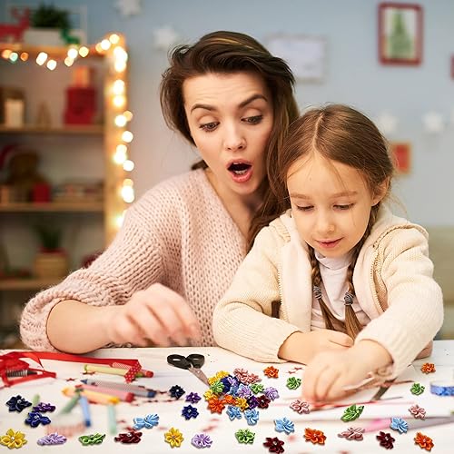Miniatura 5 de 50 lazos de satén de flores de 1.18 pulgadas, apliques de costura de flores de margarita, adornos de boda, decoración de manualidades, corona,