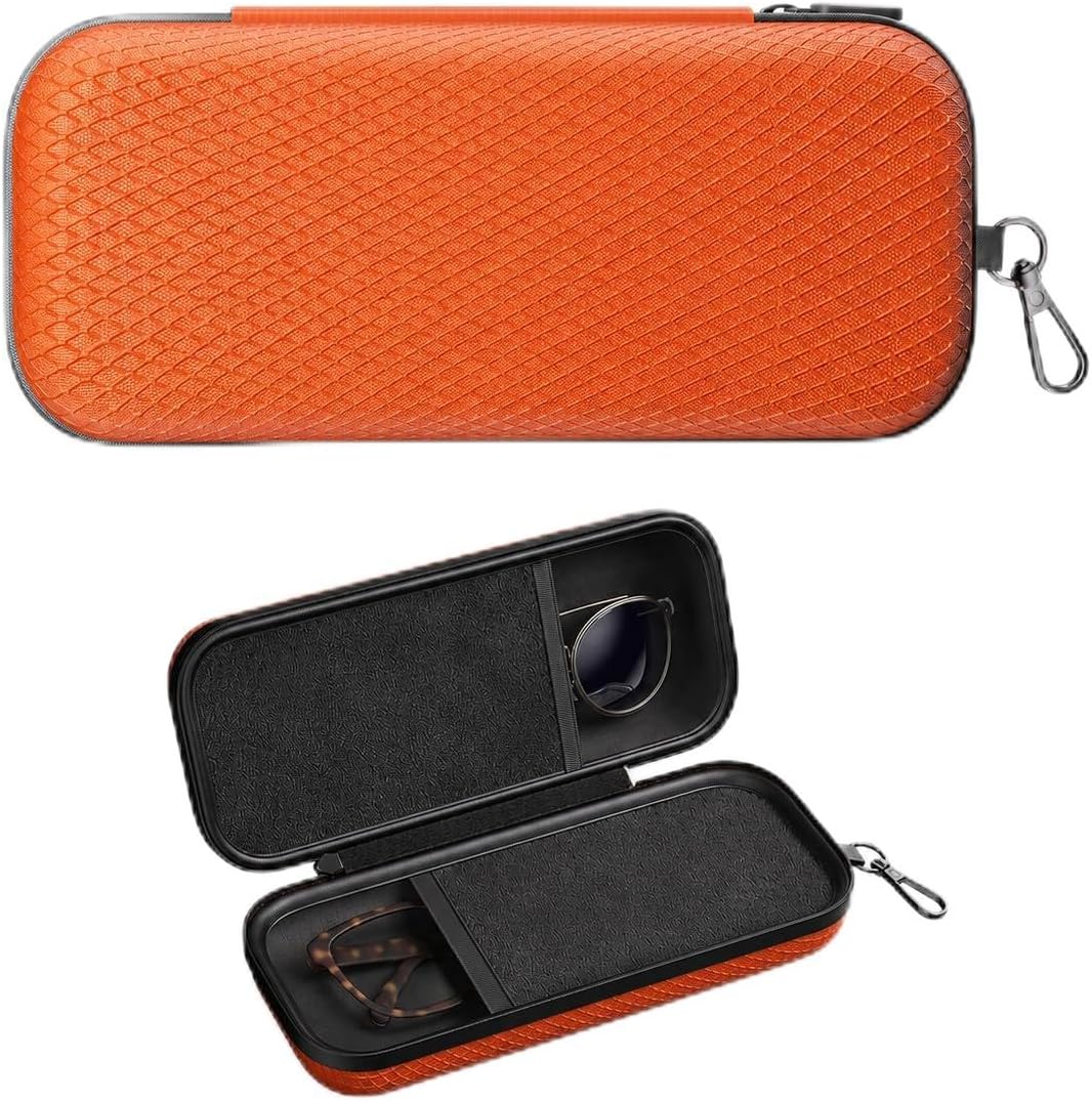 Estuche doble para gafas de gran tamaño, estuche doble para gafas de sol, estuche rígido para gafas con Clip, mosquetón de Metal para viaje