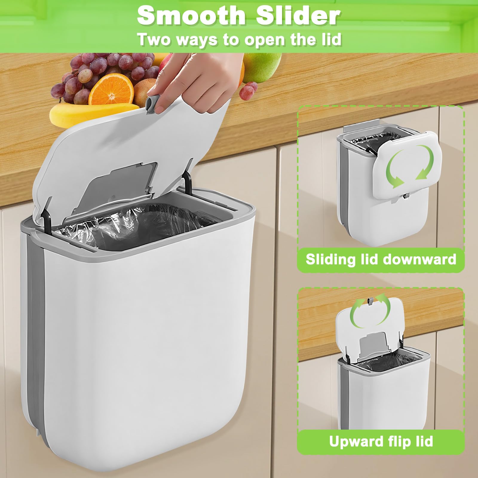 Novaliv Pattumiera 2-in-1 50L Con Coperchio Ribaltabile E Basculante – Antiodore, Plastica Resistente, Made In Germany - 3