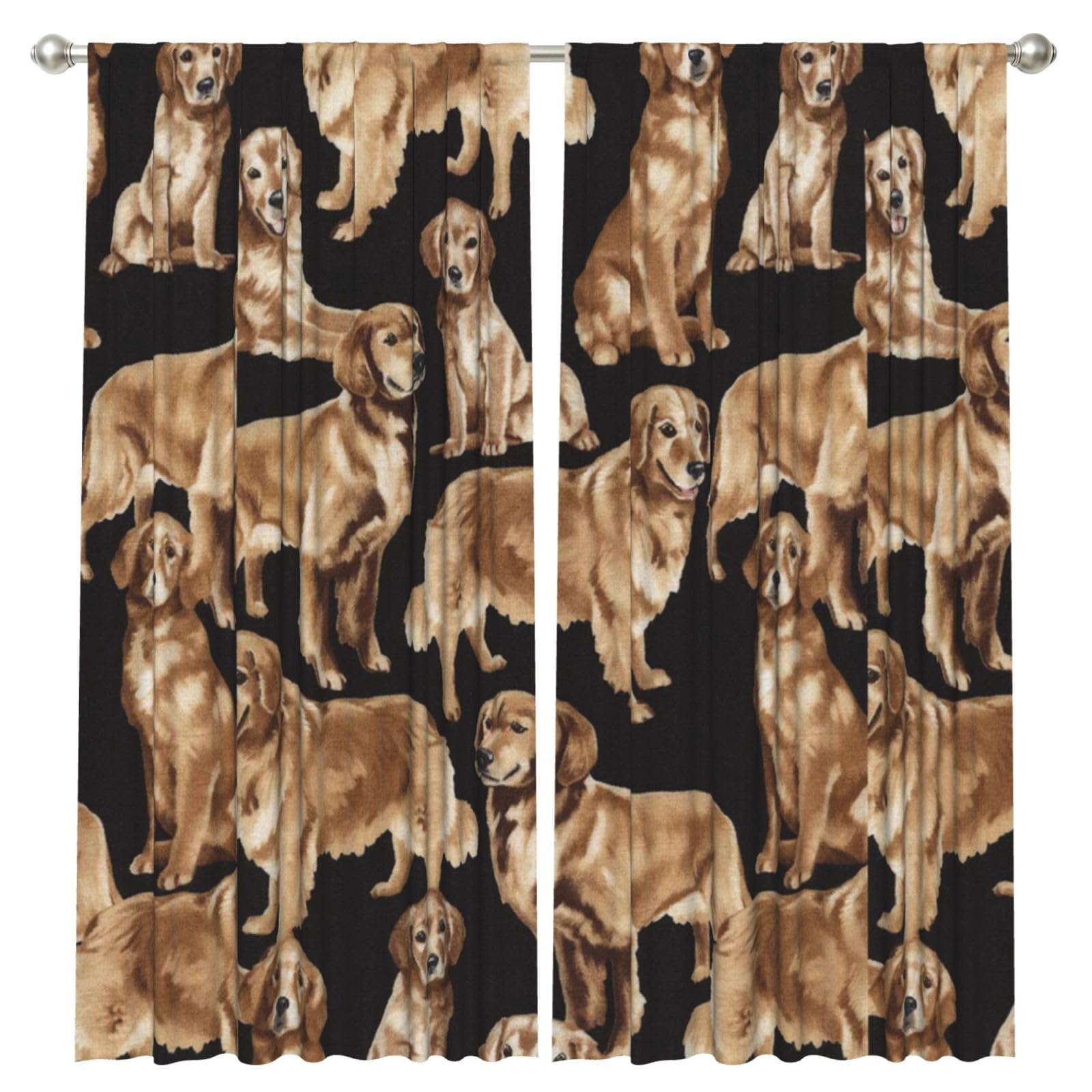 InOmak Golden Retrievers, 2 Panels Window Curtains 52 x 84 Inch Blackout Curtains for Living Room Bedroom