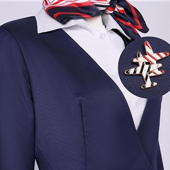 Adult Flight Attendant Costume Women Airline Stewardess Outfit Uniform with Accessries