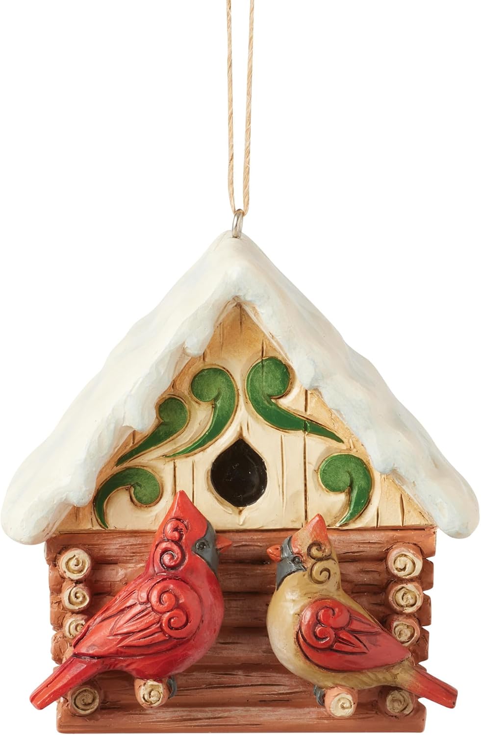 Enesco Jim Shore Heartwood Creek Christmas at the Lodge Birdhouse Cabin Hanging Ornament, 3.15 Inch, Multicolor