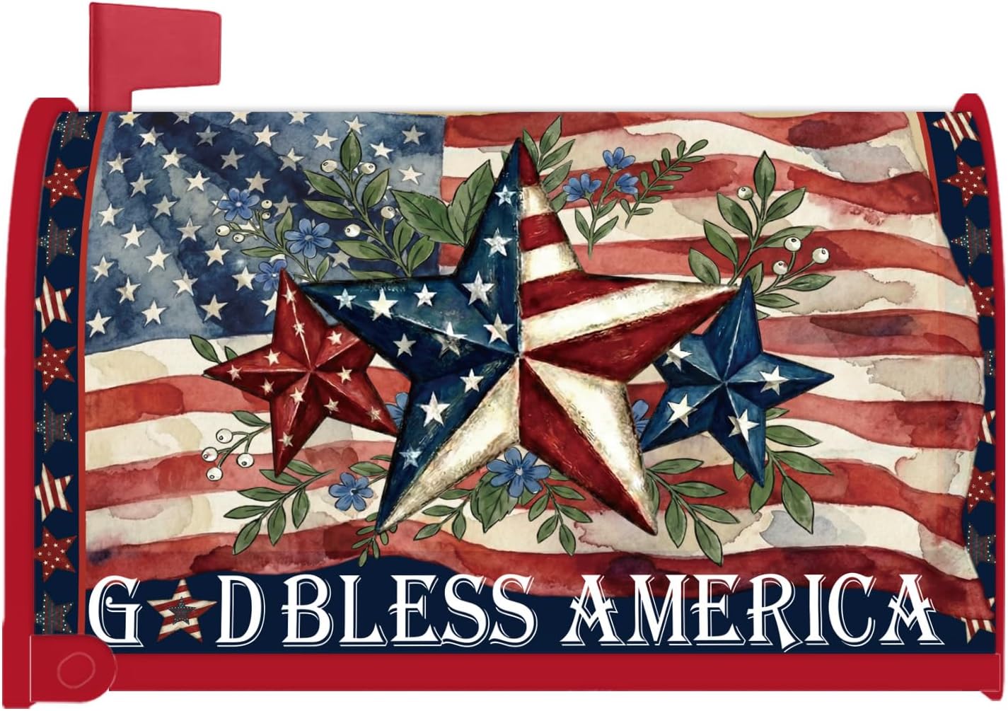 Flag Mailbox Covers, God Bless America Mailbox Covers Magnetic Standard Size 18 X 21, Memorial Day Post Letter Box Cover Wraps Decorations for Outside Garden Yard
