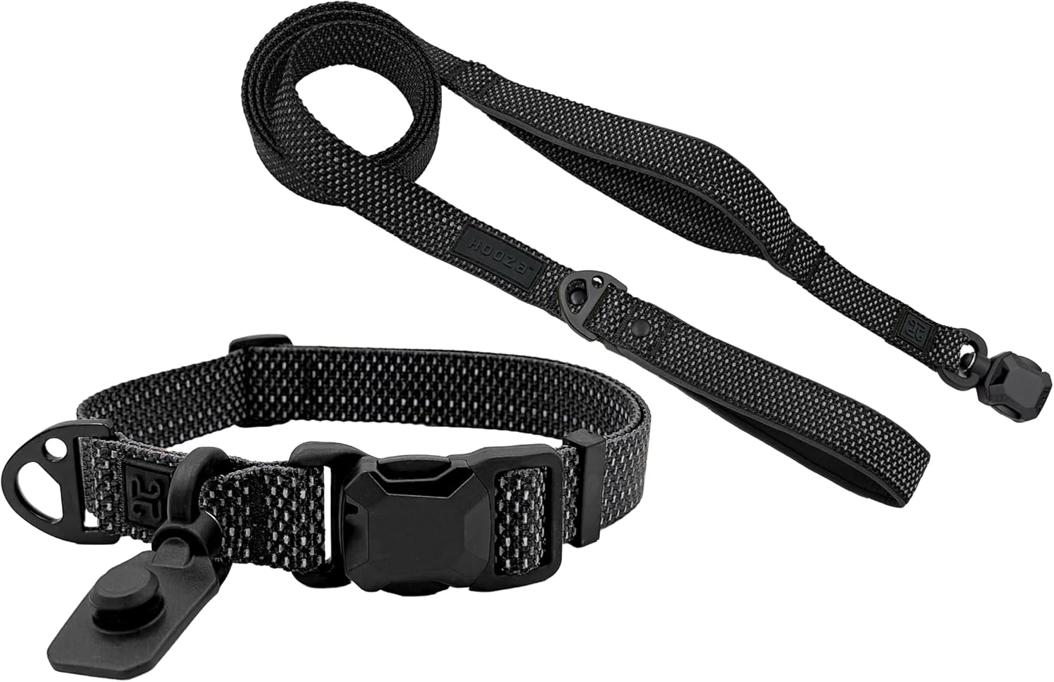 Magnetic Quick Clip: Collar w/Flat Leash,Black,Small