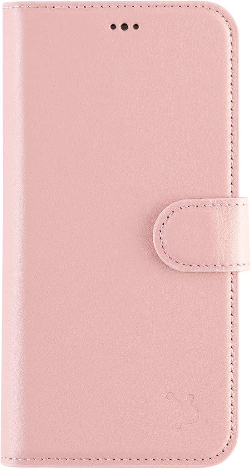 iPhone 13 Pro Max Leather Case with MagSafe, Genuine Leather iPhone 13 Promax Wallet Case with Card Holder, Detachable Magnetic Flip Cover, RFID Blocking, Pink