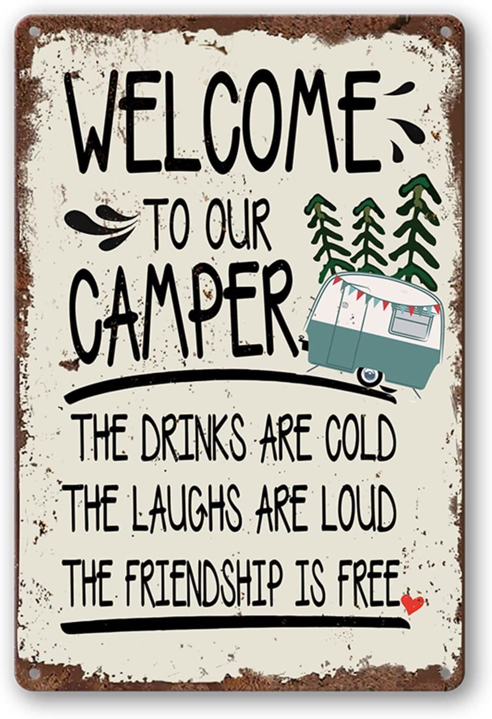 Festival Wall Art Summer Home Camper Decor Camping Accessories Campsite Rules Travel Trailer Wall Decor Metal Signs Spring Wall Decor Metal Tin Sign 8X12 Inch