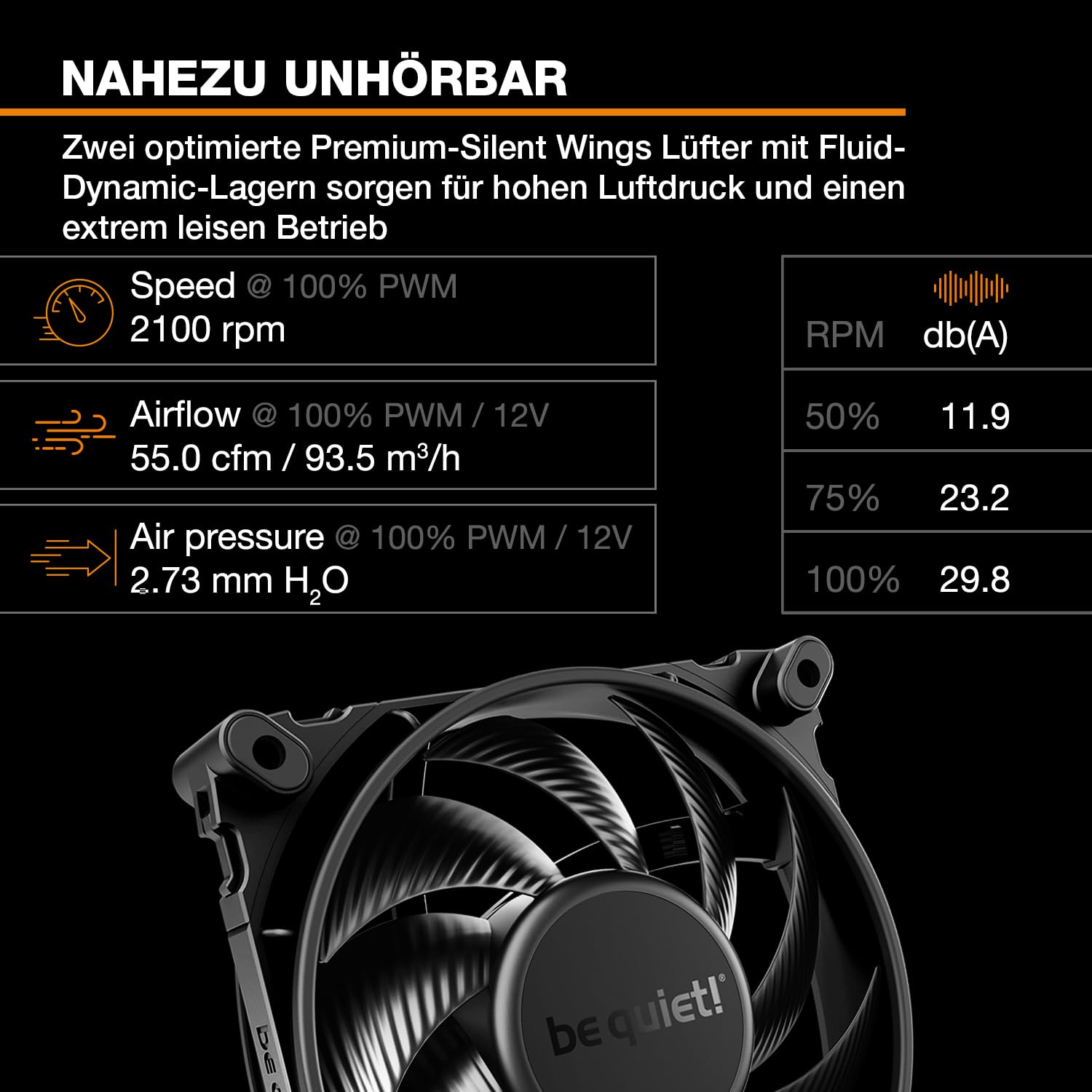be quiet! Dark Rock Pro 5 Luftkühler, immens hohe Kühlleistung, 7 Hochleistungs-Heatpipes, Silent Wings 120mm PWM Lüfter, Silent Wings 135mm PWM Lüfter, nahezu unhörbarer Betrieb, Speed Switch