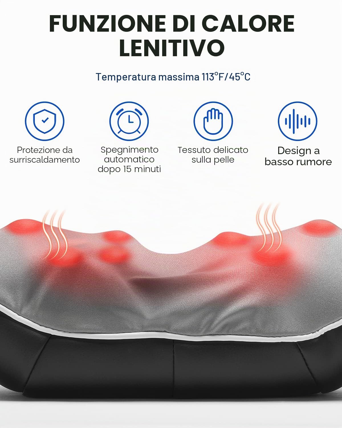 RENPHO Massaggiatore Cervicale, Massaggiatore Collo e Spalle con Calore, Elettrica per Tessuto Profondo Massaggio Impastante 3D Cuscinetto per Vita, Gamba, Polpaccio, Braccio, M