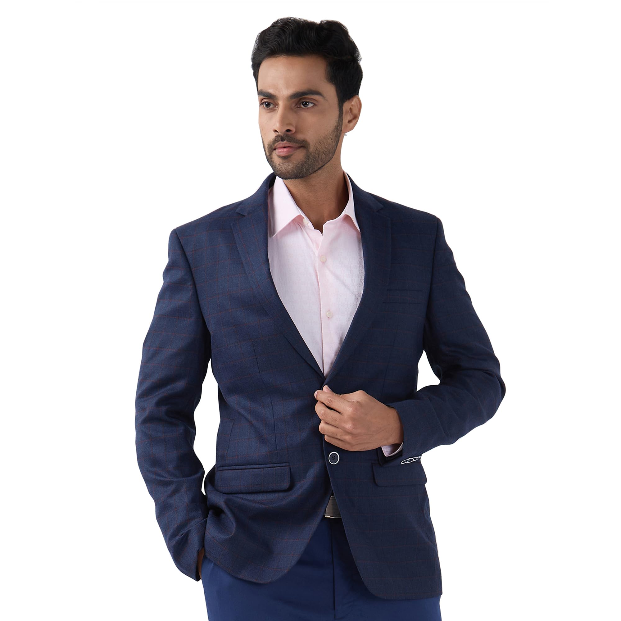 raymond Men Contemporary Fit Checks Pattern Poly Wool Blend Notch Lapel Full Sleeve Formal Blazer-picture-54