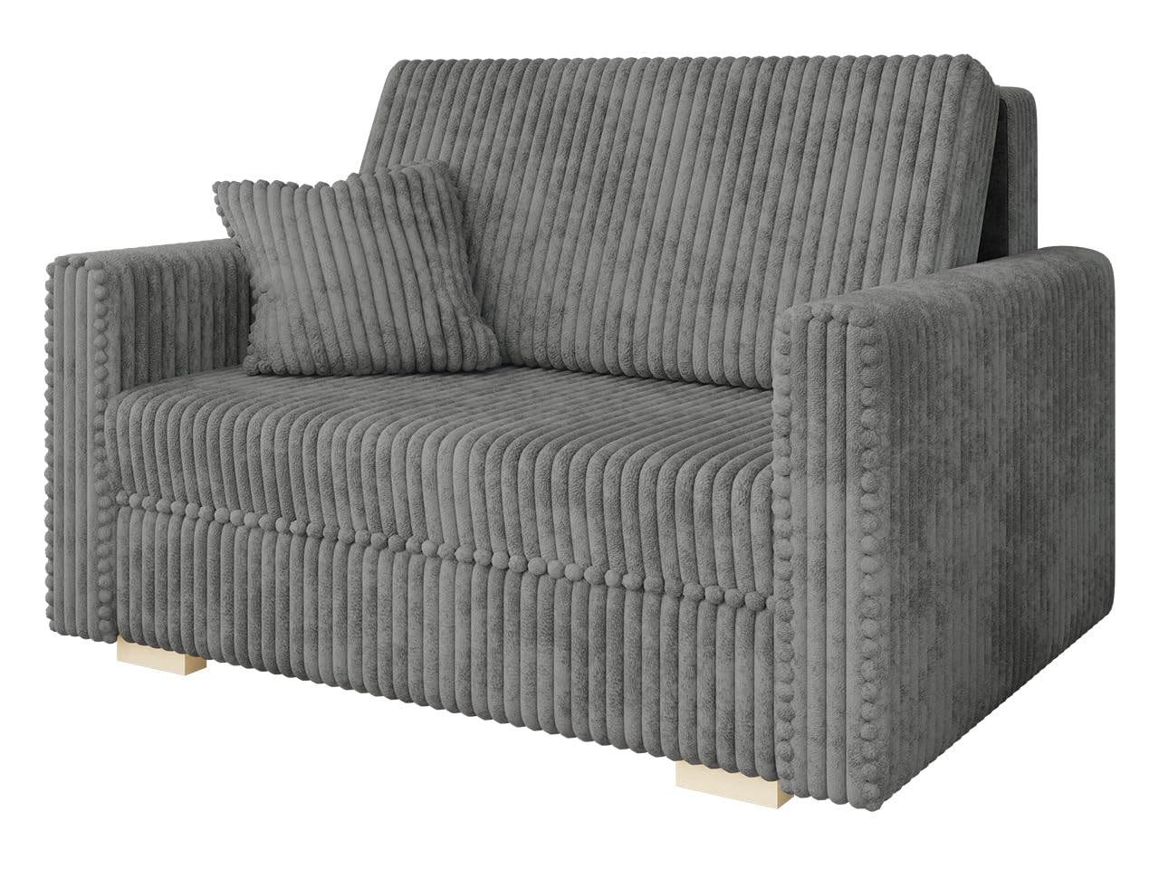 Mirjan24 Sofa Viva Piano II mit Schlaffunktion, 2 Sitzer Polstersofa mit Bettkasten inkl. Kissen, L:133 x B:98 x H:85 cm, Schlafsofa Sofagarnitur, Bettsofa, Wohnlandschaft (Tilia 90)