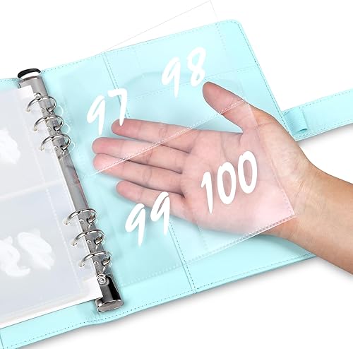 Miniatura 2 de MUQING Carpeta de desafío de 100 sobres, sobres de ahorro de dinero para desafío de efectivo, libro planificador de presupuesto de ahorro de $5050,