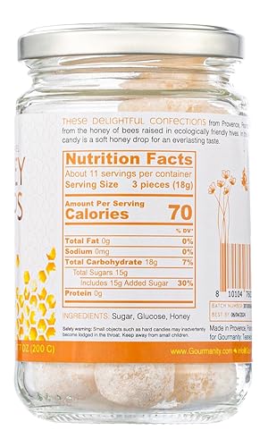 Miniatura 3 de Gourmanity Honey Drops - Tarro de 7 onzas, paquete de 2 unidades  Caramelo europeo gourmet  Caramelo duro relleno de miel  Delicioso caramelo de