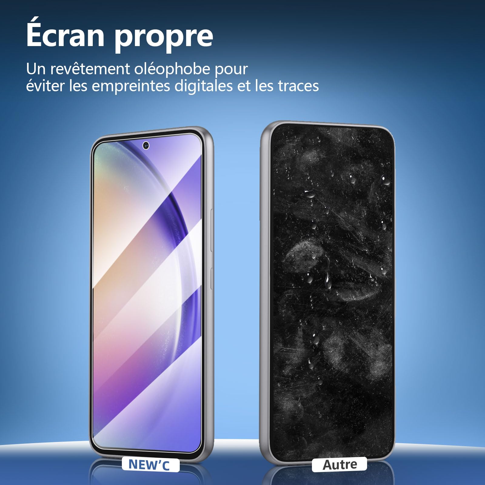 NEW'C Lot de 3, Verre Trempé pour Samsung Galaxy A54 5G, Film Protection écran efficace contre les Rayures - sans Bulles - Ultra Résistant (0,33mm HD Ultra Transparent) Dureté 9H Glass